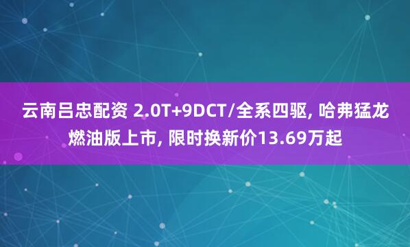 云南吕忠配资 2.0T+9DCT/全系四驱, 哈弗猛龙燃油版上市, 限时换新价13.69万起